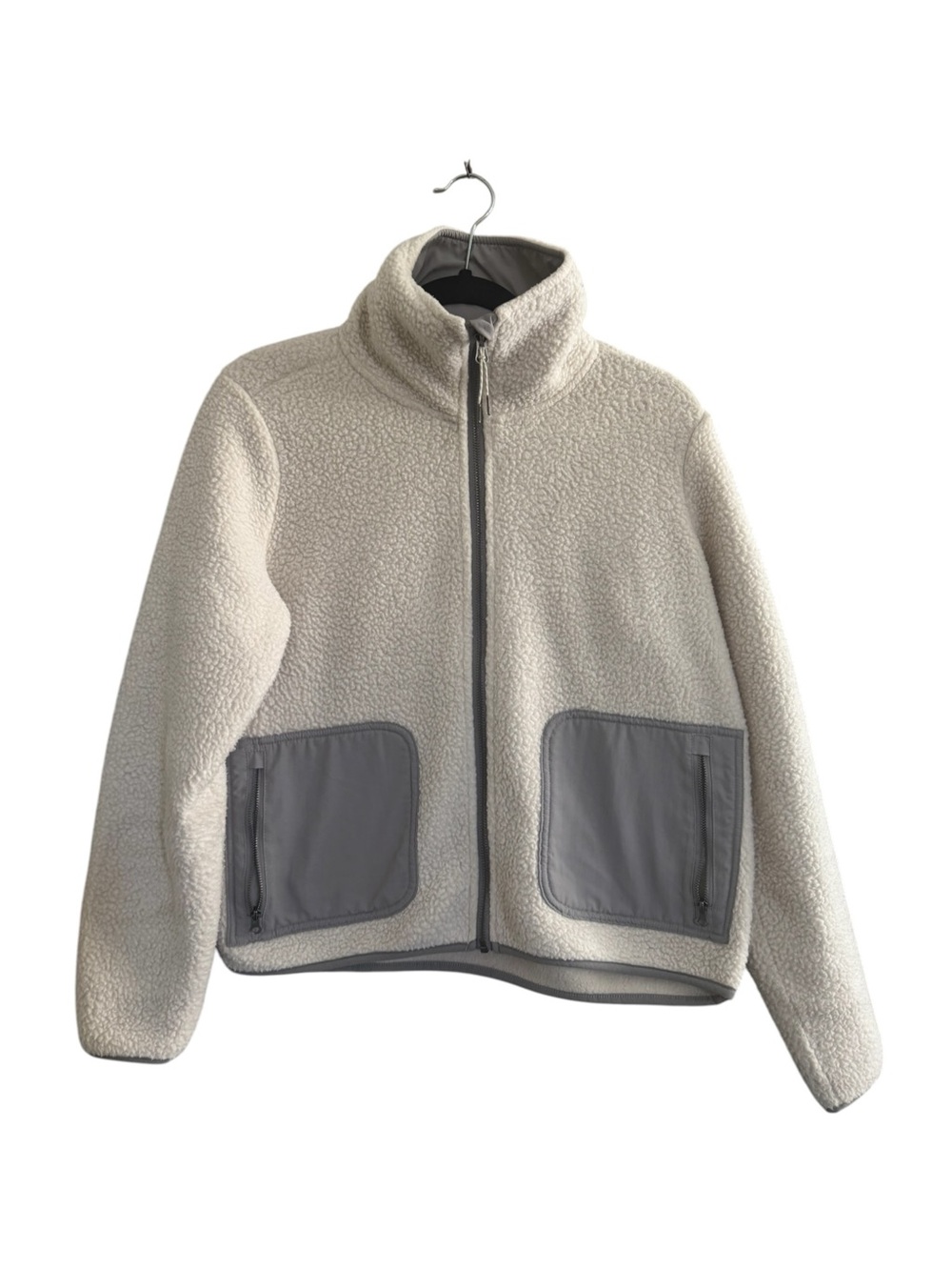 Vuori Alpine Sherpa Jacket Womens Small Ivory Gray Full Zip #NE158